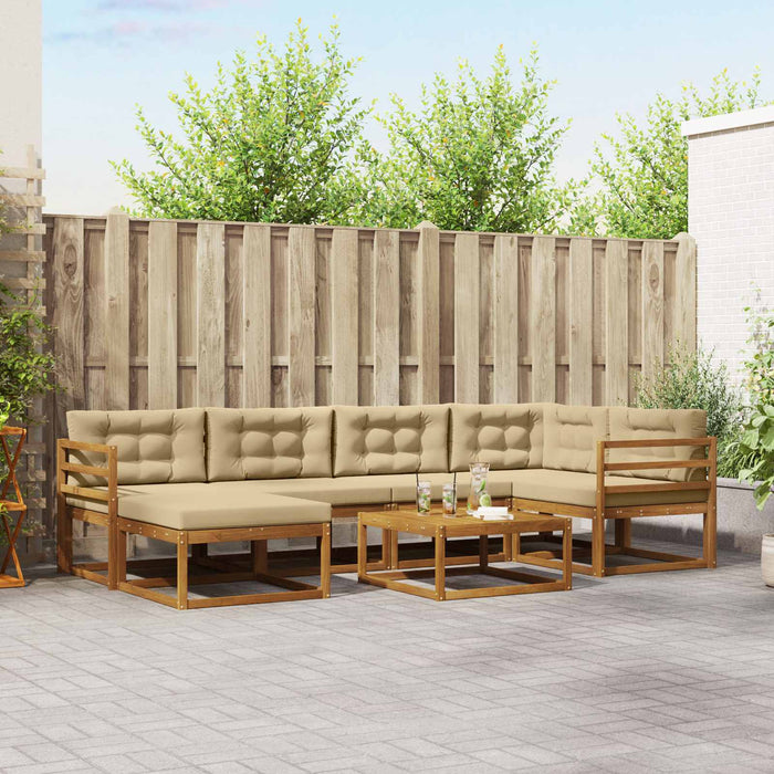 Set de canapele de exterior cu pernă 7 pcs Natural și Bej WALTI