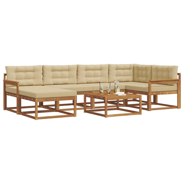 Set de canapele de exterior cu pernă 7 pcs Natural și Bej WALTI