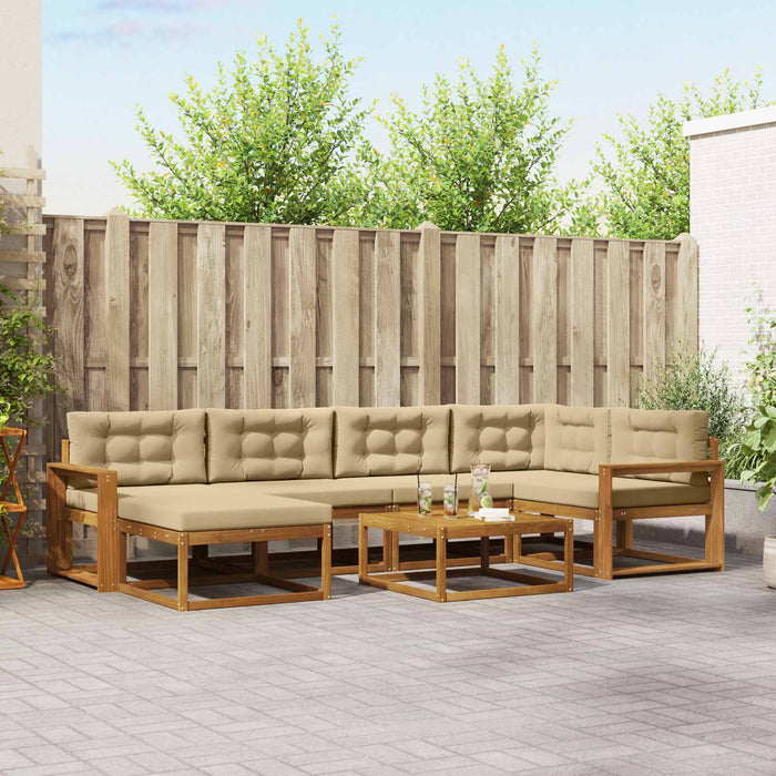 Set de canapele de exterior cu pernă 7 pcs Natural și Bej WALTI