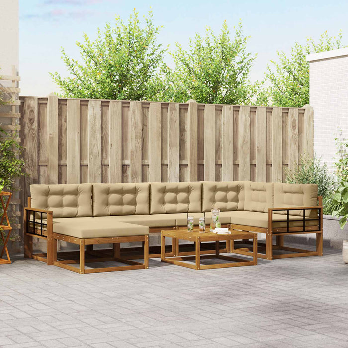 Set de canapele de exterior cu pernă 7 pcs Natural și Bej WALTI
