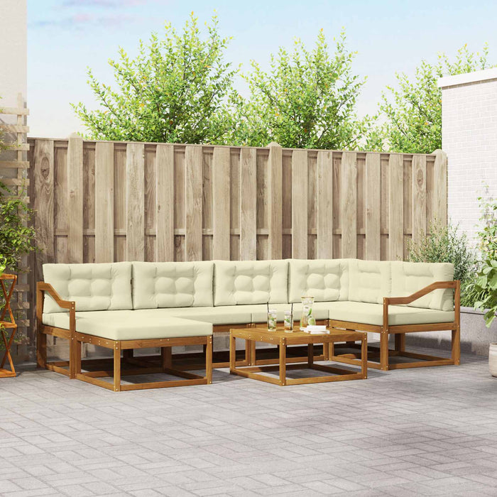 Set de canapele de exterior cu pernă 7 pcs Natural și Crem - WALTI WALTI