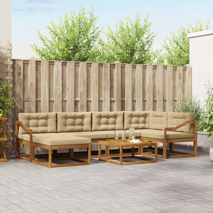 Set de canapele de exterior cu pernă 7 pcs Natural și Bej WALTI