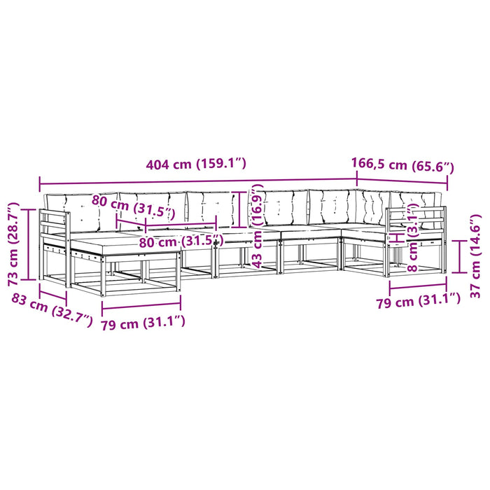 Set de canapele de exterior cu pernă 7 pcs Natural și Bej WALTI