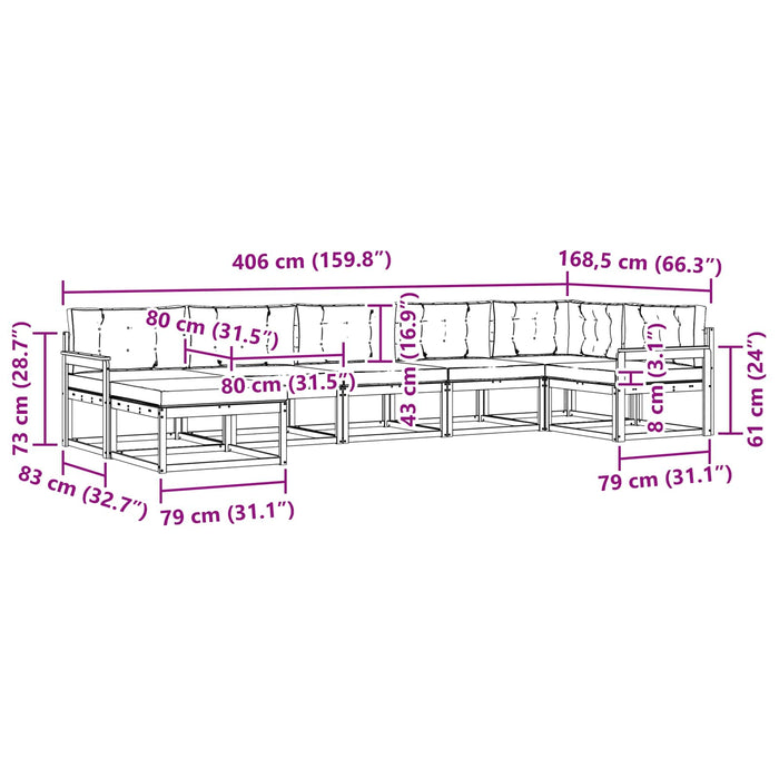 Set de canapele de exterior cu pernă 7 pcs Natural și Antracit WALTI