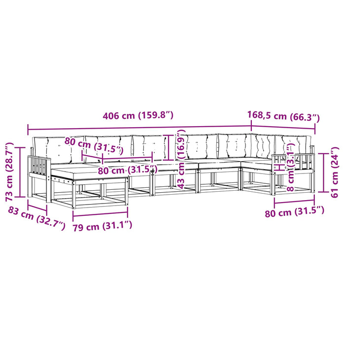 Set de canapele de exterior cu pernă 7 pcs Natural și Bej WALTI