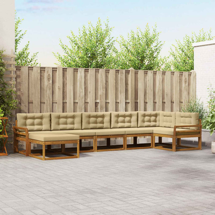 Set de canapele de exterior cu pernă 7 pcs Natural și Bej WALTI