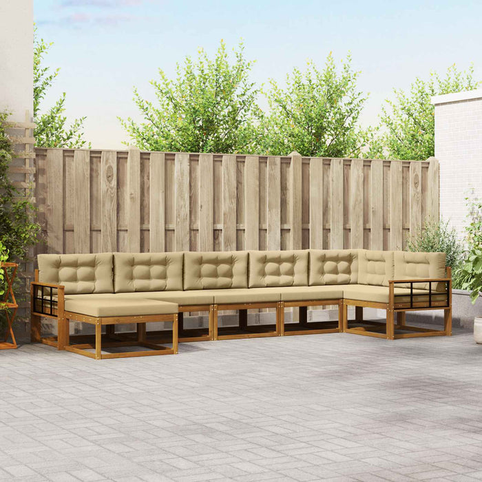 Set de canapele de exterior cu pernă 7 pcs Natural și Bej WALTI