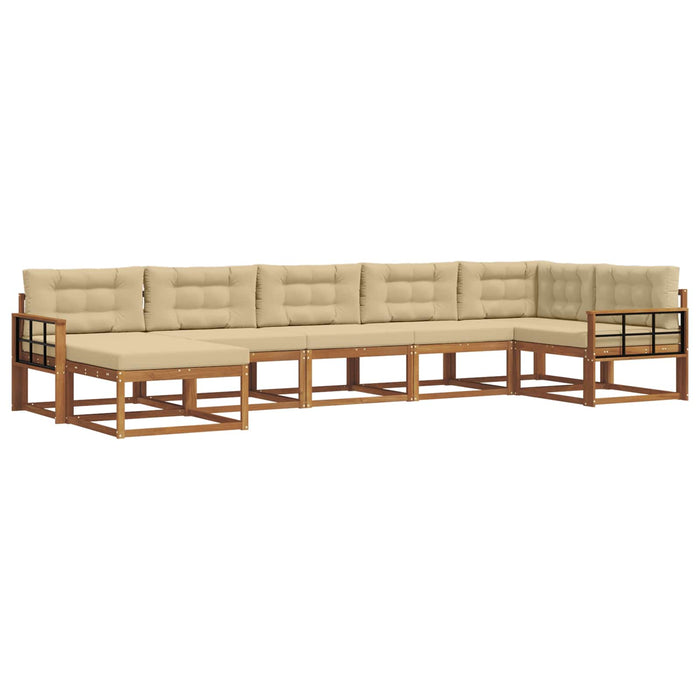 Set de canapele de exterior cu pernă 7 pcs Natural și Bej WALTI