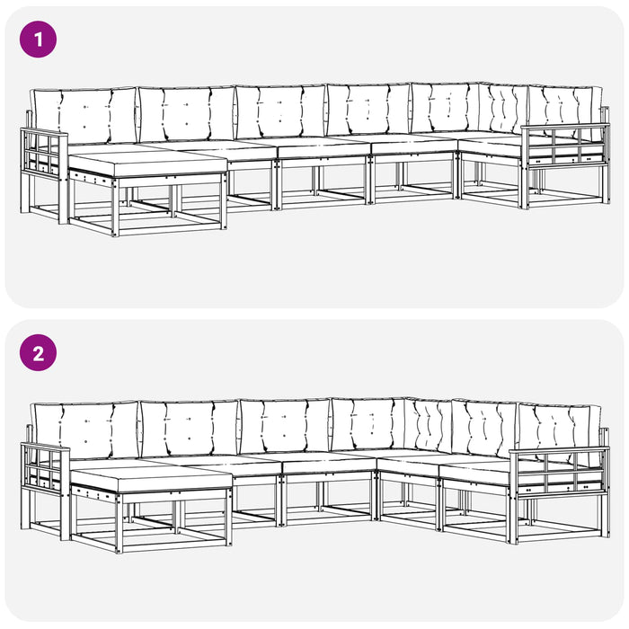 Set de canapele de exterior cu pernă 7 pcs Natural și Bej WALTI