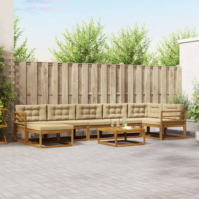 Set de canapele de exterior cu pernă 8 pcs Natural și Bej WALTI