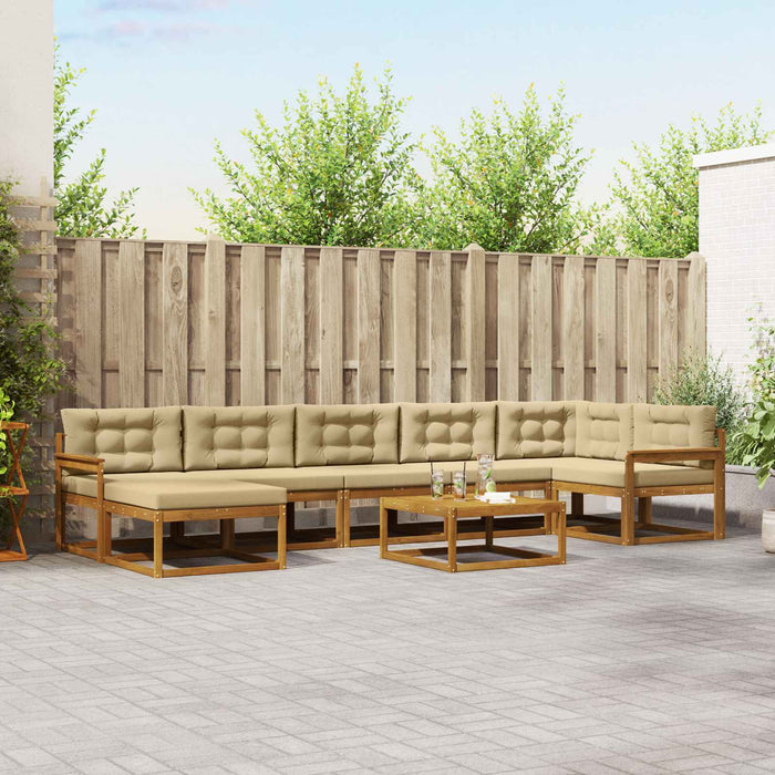 Set de canapele de exterior cu pernă 8 pcs Natural și Bej WALTI