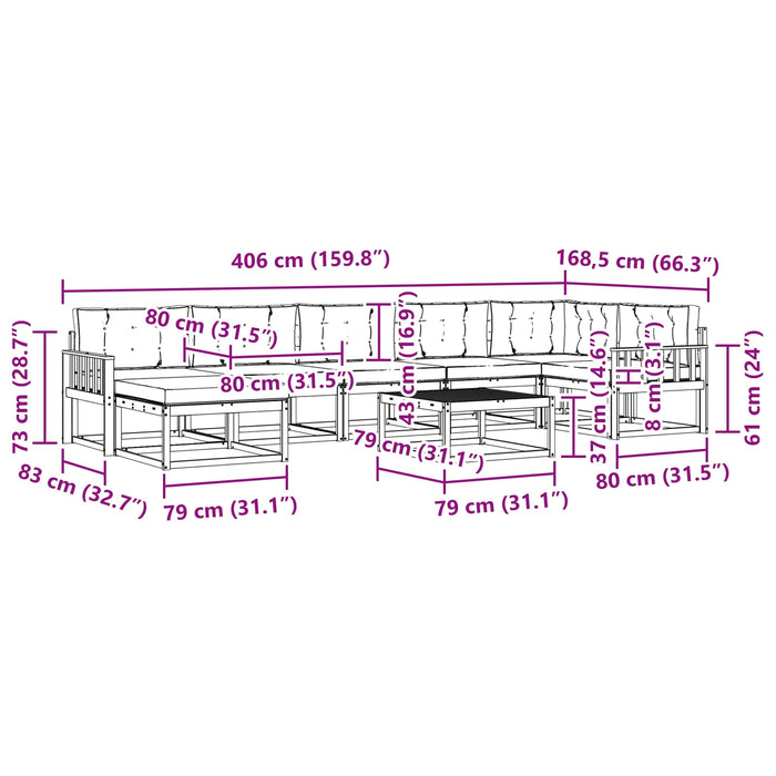 Set de canapele de exterior cu pernă 8 pcs Natural și Antracit - WALTI WALTI