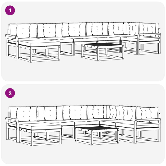 Set de canapele de exterior cu pernă 8 pcs Natural și Crem - WALTI WALTI
