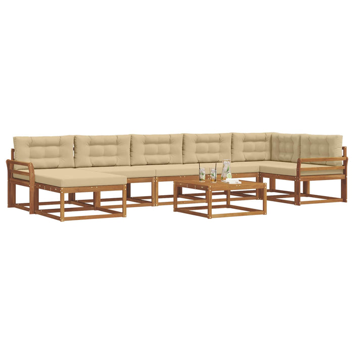 Set de canapele de exterior cu pernă 8 pcs Natural și Bej WALTI