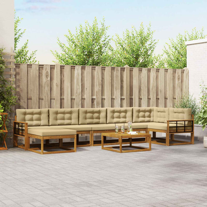 Set de canapele de exterior cu pernă 8 pcs Natural și Bej WALTI