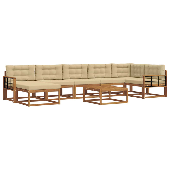 Set de canapele de exterior cu pernă 8 pcs Natural și Bej WALTI