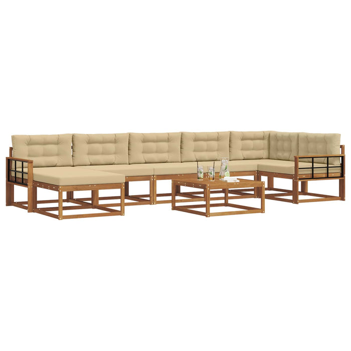 Set de canapele de exterior cu pernă 8 pcs Natural și Bej WALTI