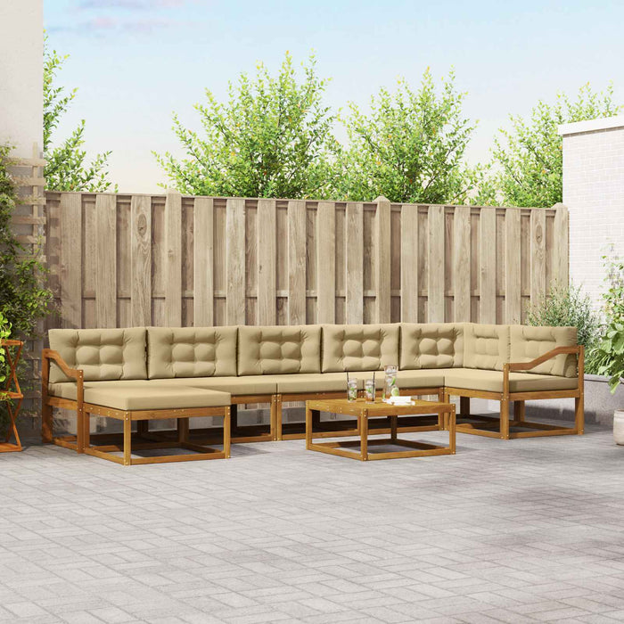 Set de canapele de exterior cu pernă 8 pcs Natural și Bej WALTI