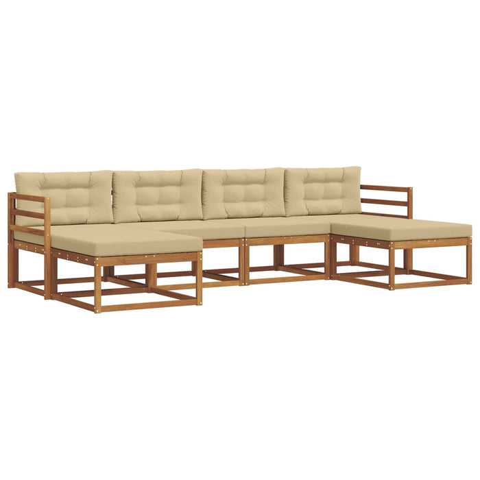 Set de canapele de exterior cu pernă 6 pcs Natural și Bej WALTI