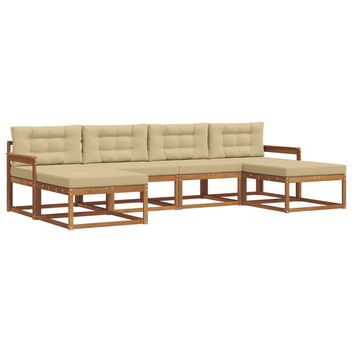 Set de canapele de exterior cu pernă 6 pcs Natural și Bej WALTI