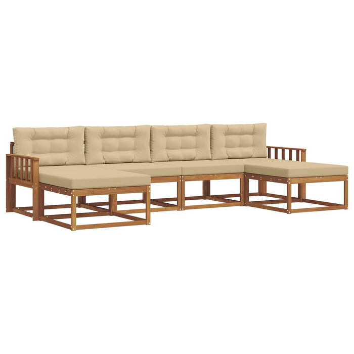 Set de canapele de exterior cu pernă 6 pcs Natural și Bej WALTI