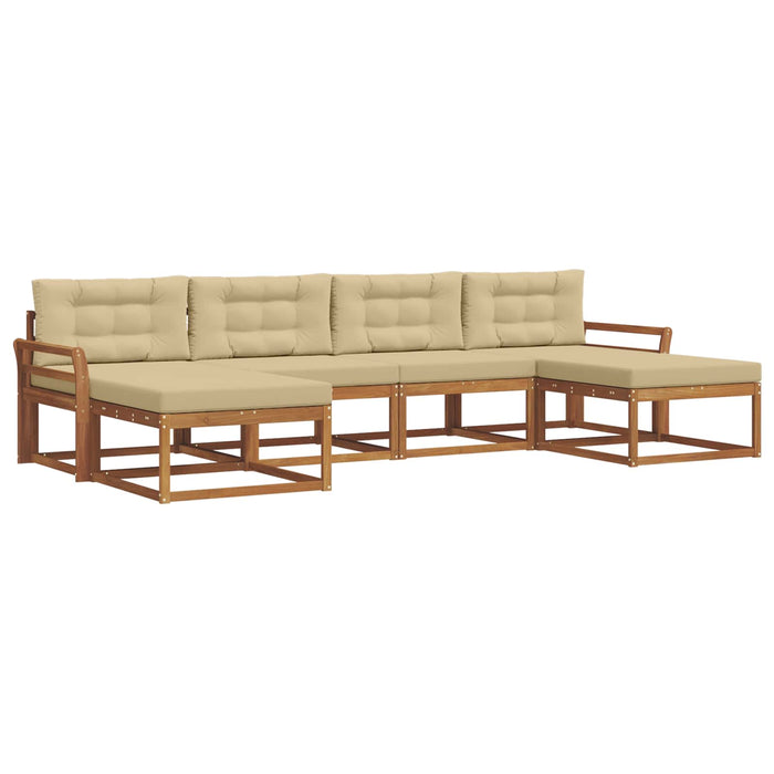 Set de canapele de exterior cu pernă 6 pcs Natural și Bej WALTI