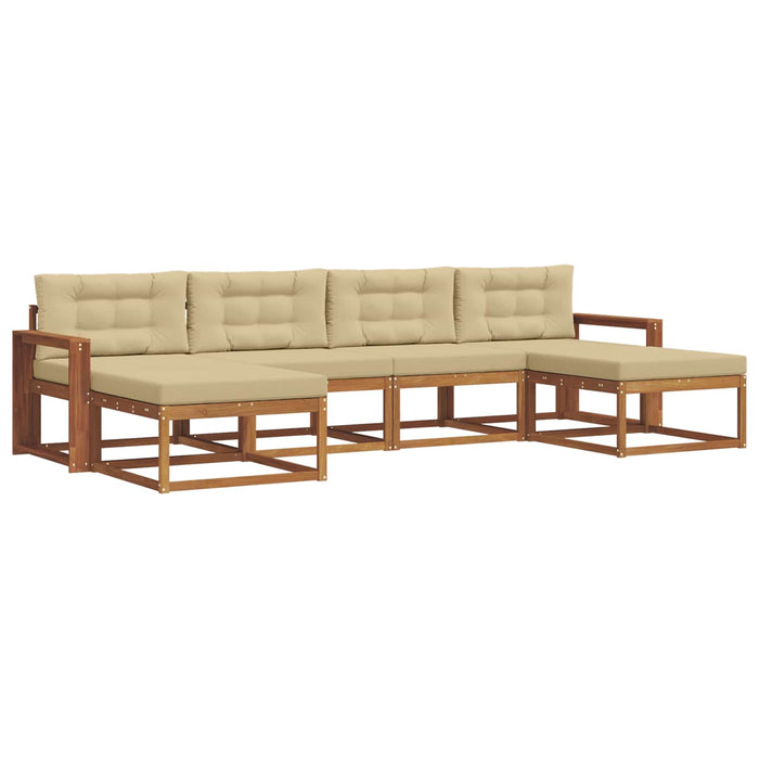 Set de canapele de exterior cu pernă 6 pcs Natural și Bej WALTI