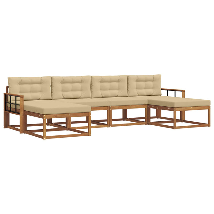 Set de canapele de exterior cu pernă 6 pcs Natural și Bej WALTI