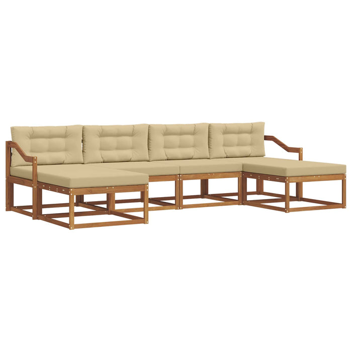 Set de canapele de exterior cu pernă 6 pcs Natural și Bej WALTI