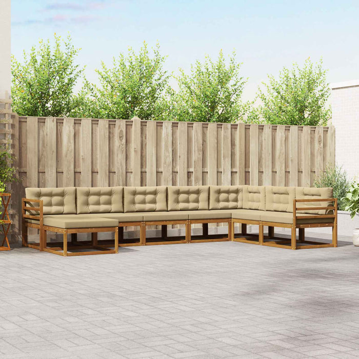 Set de canapele de exterior cu pernă 8 pcs Natural și Bej WALTI