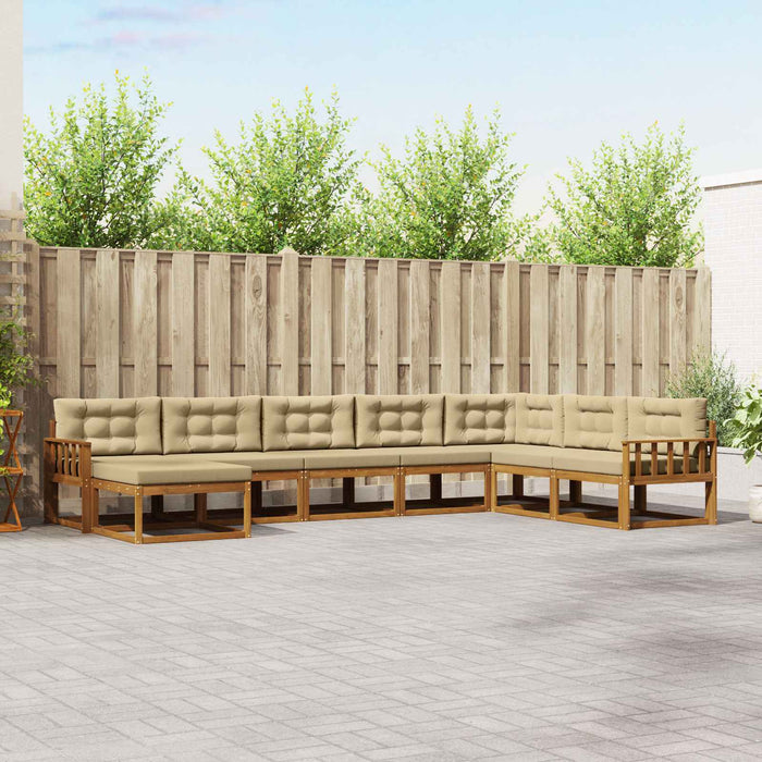 Set de canapele de exterior cu pernă 8 pcs Natural și Bej WALTI