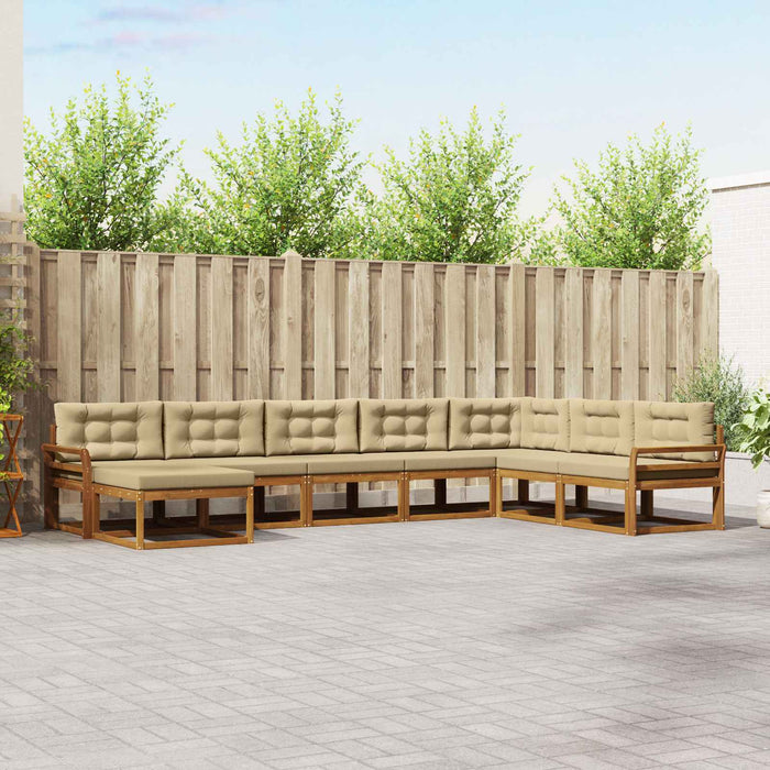 Set de canapele de exterior cu pernă 8 pcs Natural și Bej WALTI
