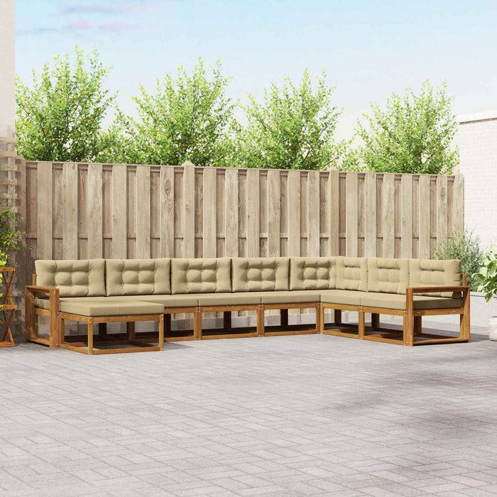 Set de canapele de exterior cu pernă 8 pcs Natural și Bej WALTI