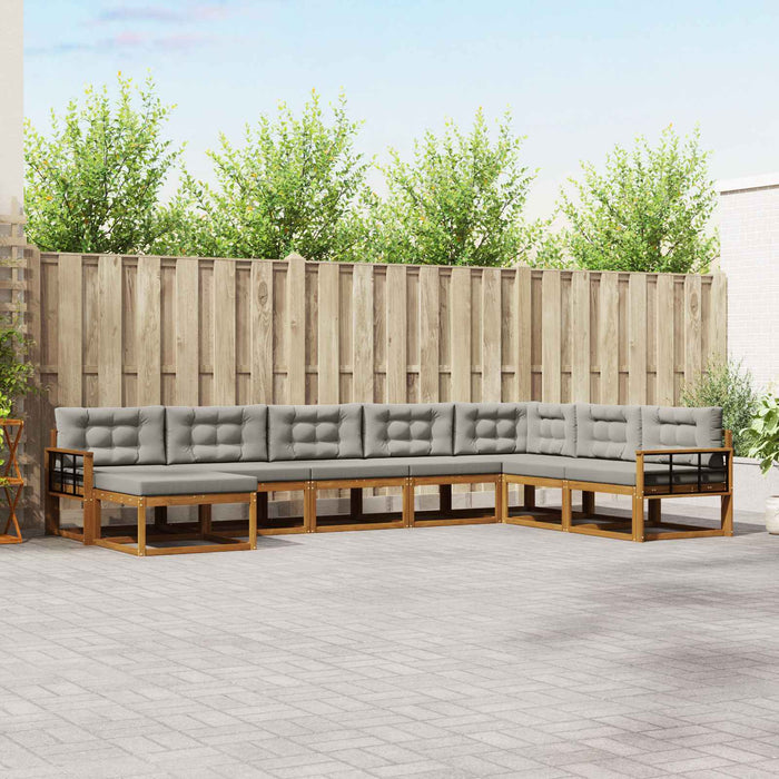 Set de canapele de exterior 8 pcs Gri natural și deschis WALTI