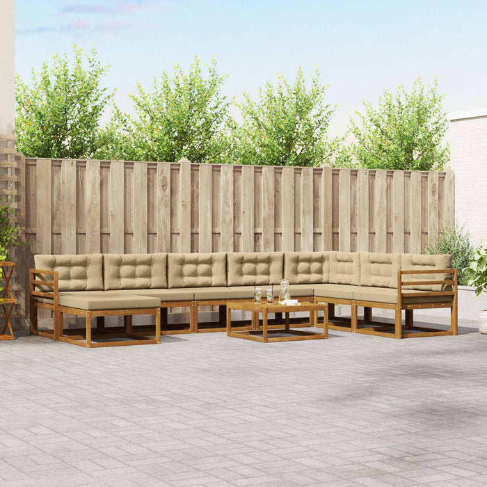 Set de canapele de exterior cu pernă 9 pcs Natural și Bej WALTI