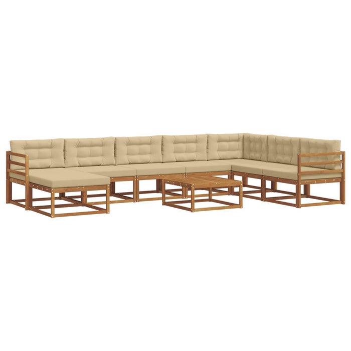 Set de canapele de exterior cu pernă 9 pcs Natural și Bej WALTI