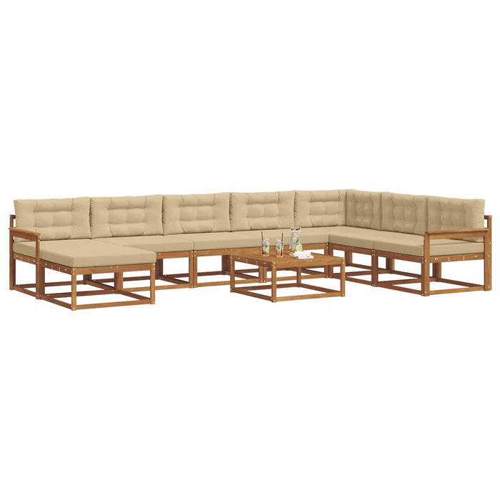 Set de canapele de exterior cu pernă 9 pcs Natural și Bej WALTI