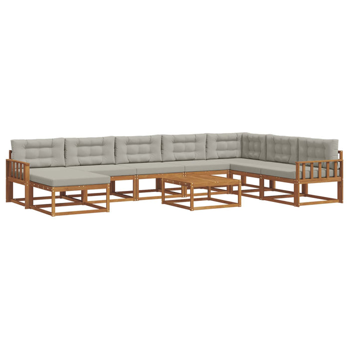 Set de canapele de exterior 9 pcs Gri natural și deschis WALTI
