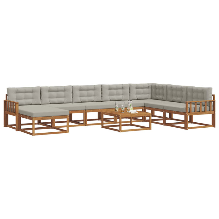 Set de canapele de exterior 9 pcs Gri natural și deschis WALTI