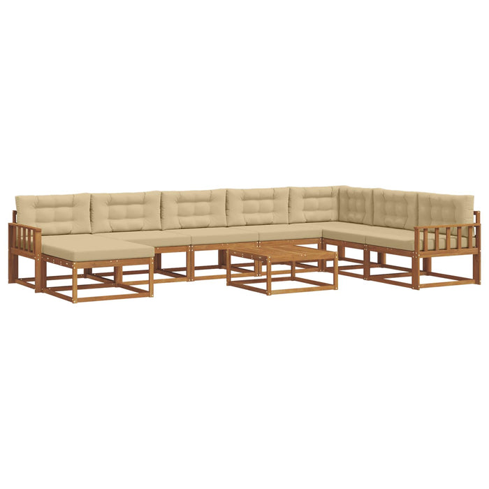 Set de canapele de exterior cu pernă 9 pcs Natural și Bej WALTI