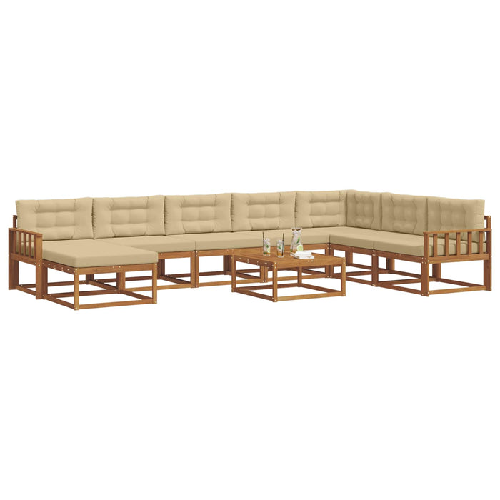 Set de canapele de exterior cu pernă 9 pcs Natural și Bej WALTI