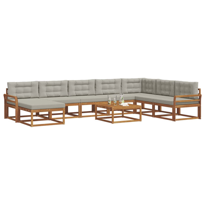 Set de canapele de exterior 9 pcs Gri natural și deschis WALTI