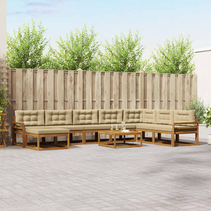 Set de canapele de exterior cu pernă 9 pcs Natural și Bej WALTI