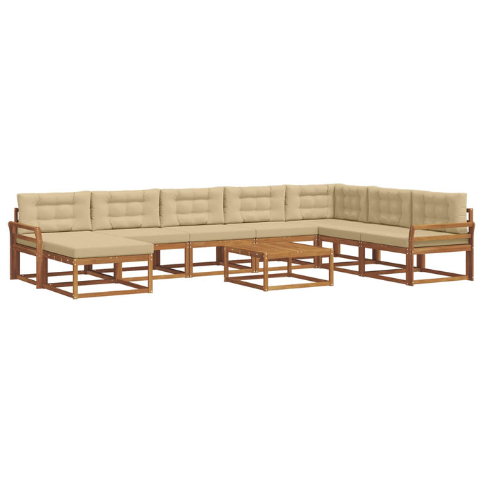 Set de canapele de exterior cu pernă 9 pcs Natural și Bej WALTI