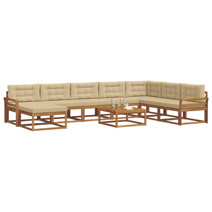 Set de canapele de exterior cu pernă 9 pcs Natural și Bej WALTI