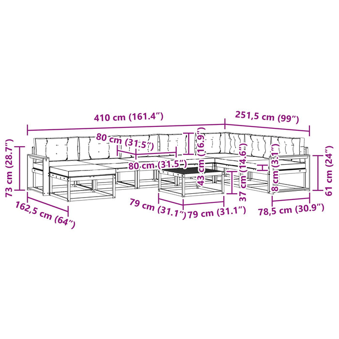 Set de canapele de exterior 9 pcs Gri natural și deschis WALTI