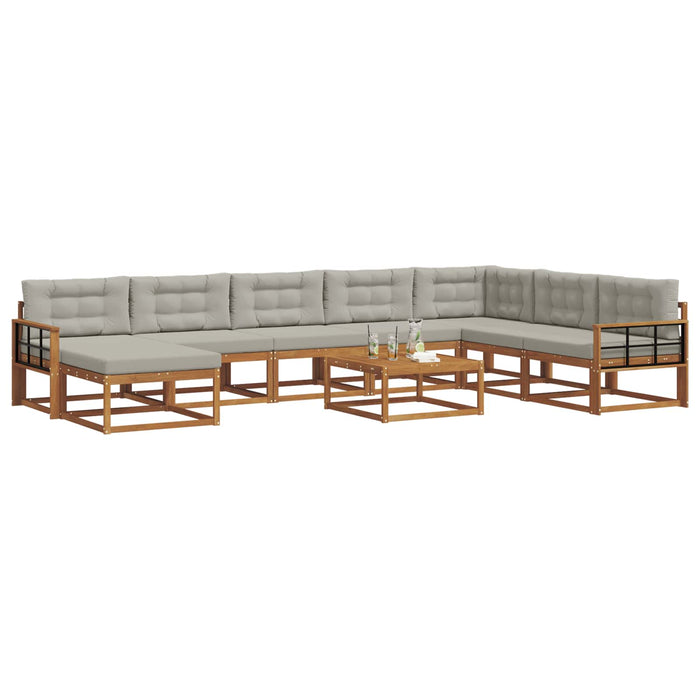 Set de canapele de exterior 9 pcs Gri natural și deschis WALTI