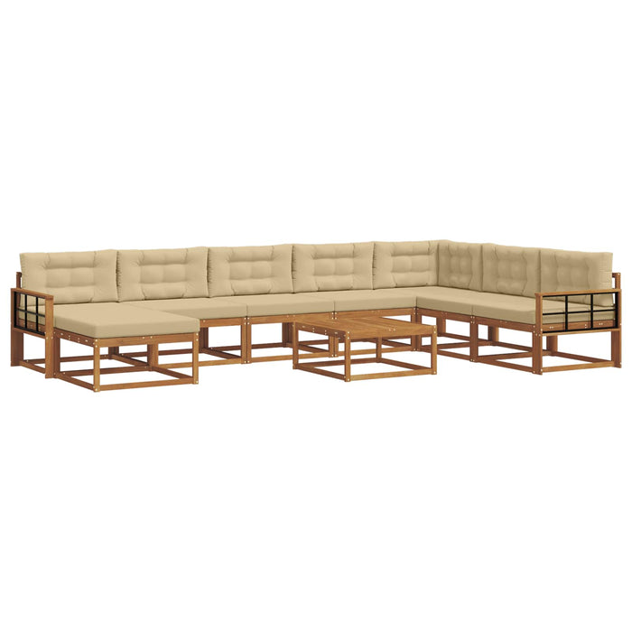 Set de canapele de exterior cu pernă 9 pcs Natural și Bej WALTI