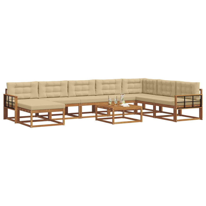 Set de canapele de exterior cu pernă 9 pcs Natural și Bej WALTI