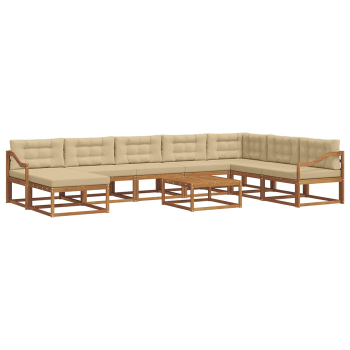 Set de canapele de exterior cu pernă 9 pcs Natural și Bej WALTI